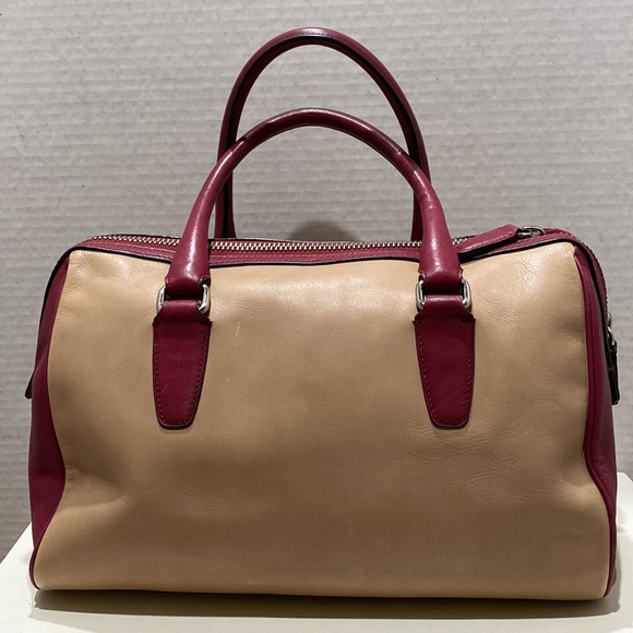 COACH (No. C1373-25807) Legacy “Haley” 2-Tone (Tan/Burgundy) Large Satchel - Picture 5 of 16